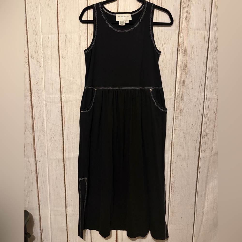 Vittadini Sport Black 100% Cotton Sleeveless Maxi Dress Size S